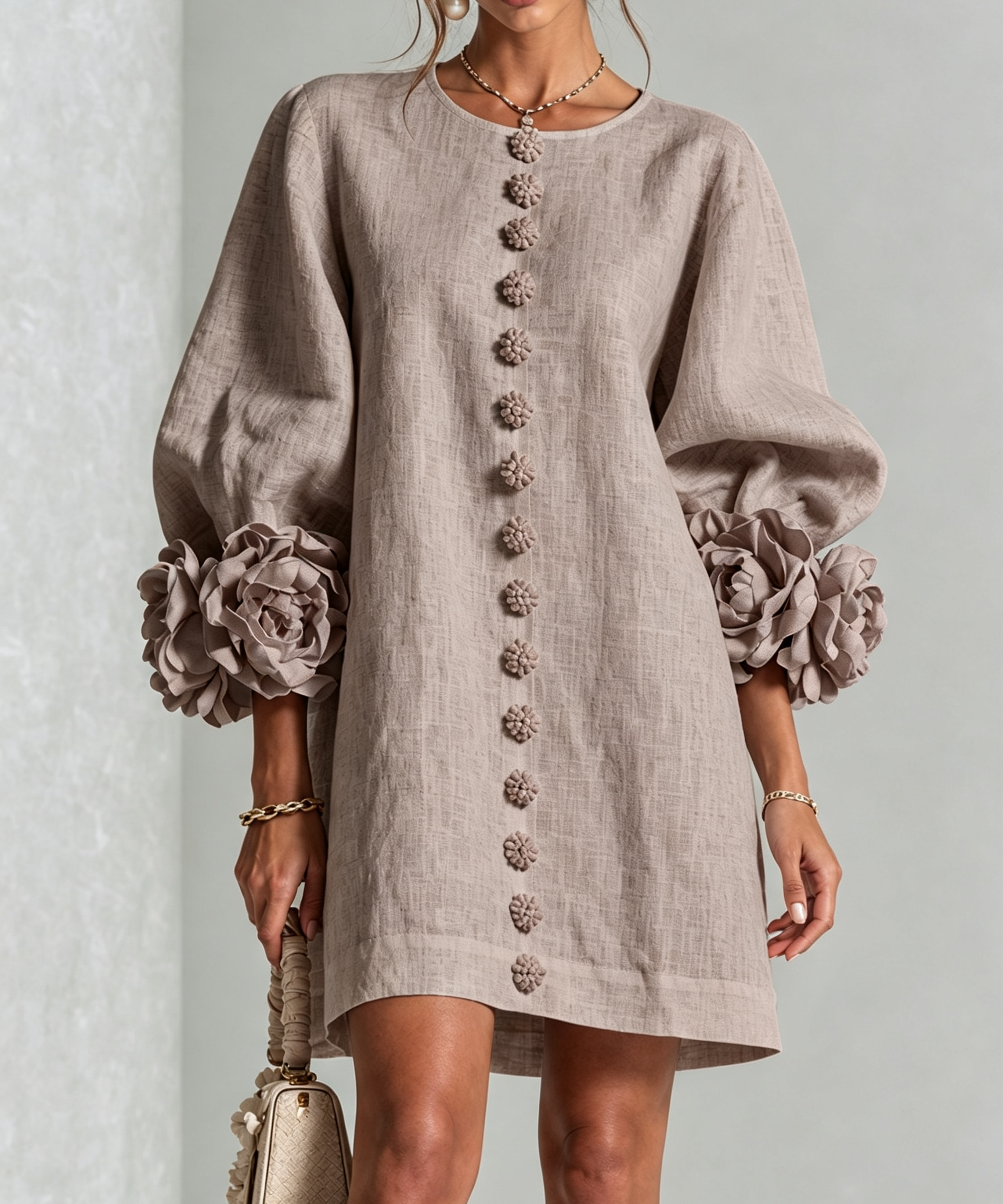 Zoe – Rochie cu manșete florale