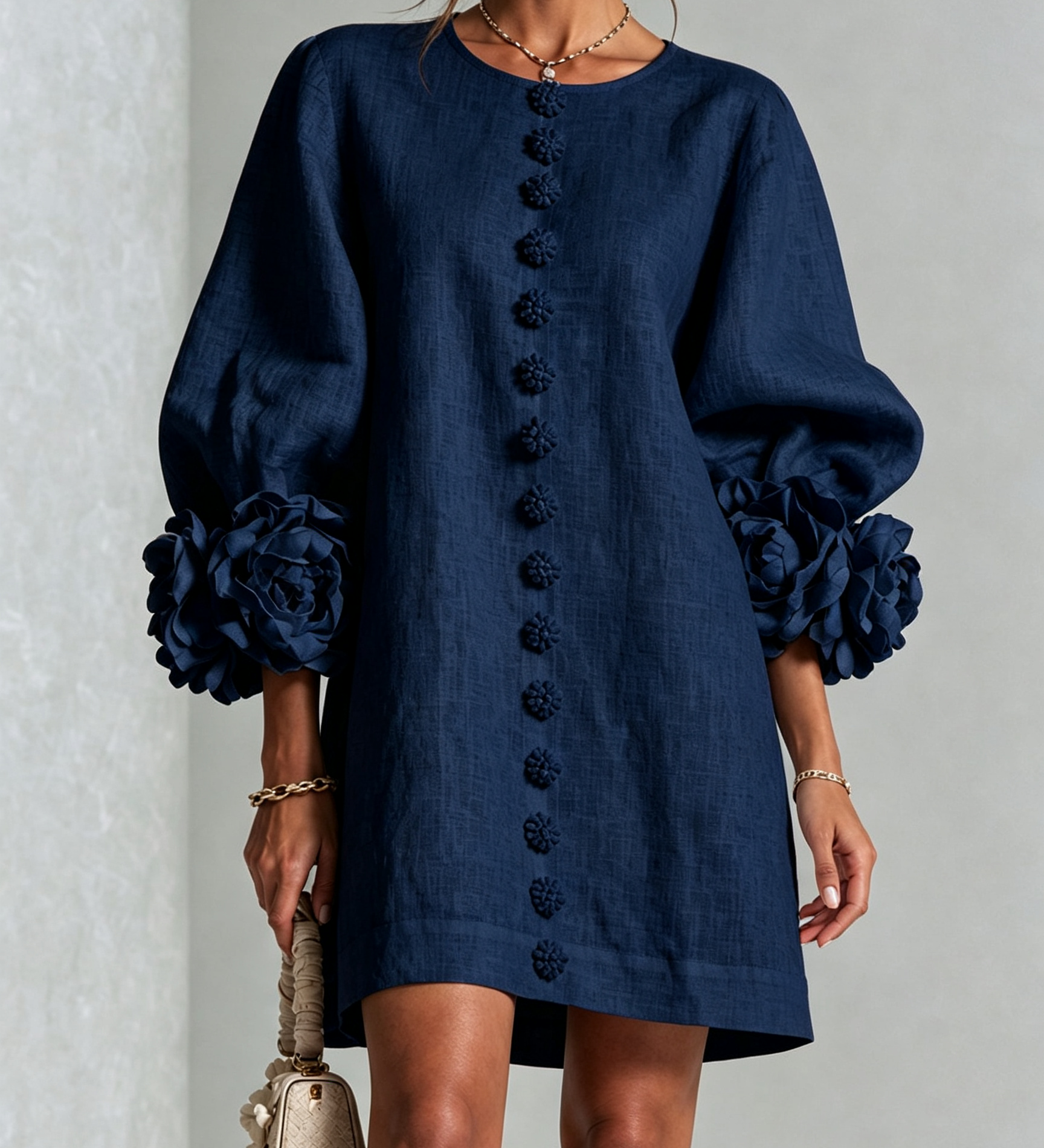 Zoe – Rochie cu manșete florale