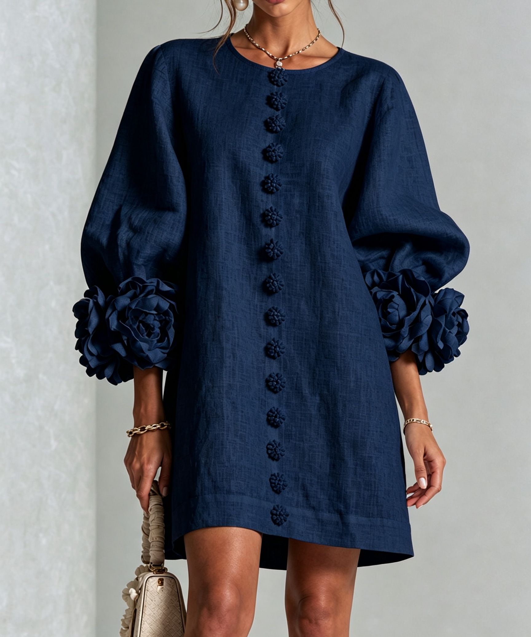 Alis – Rochie mini cu manșete florale