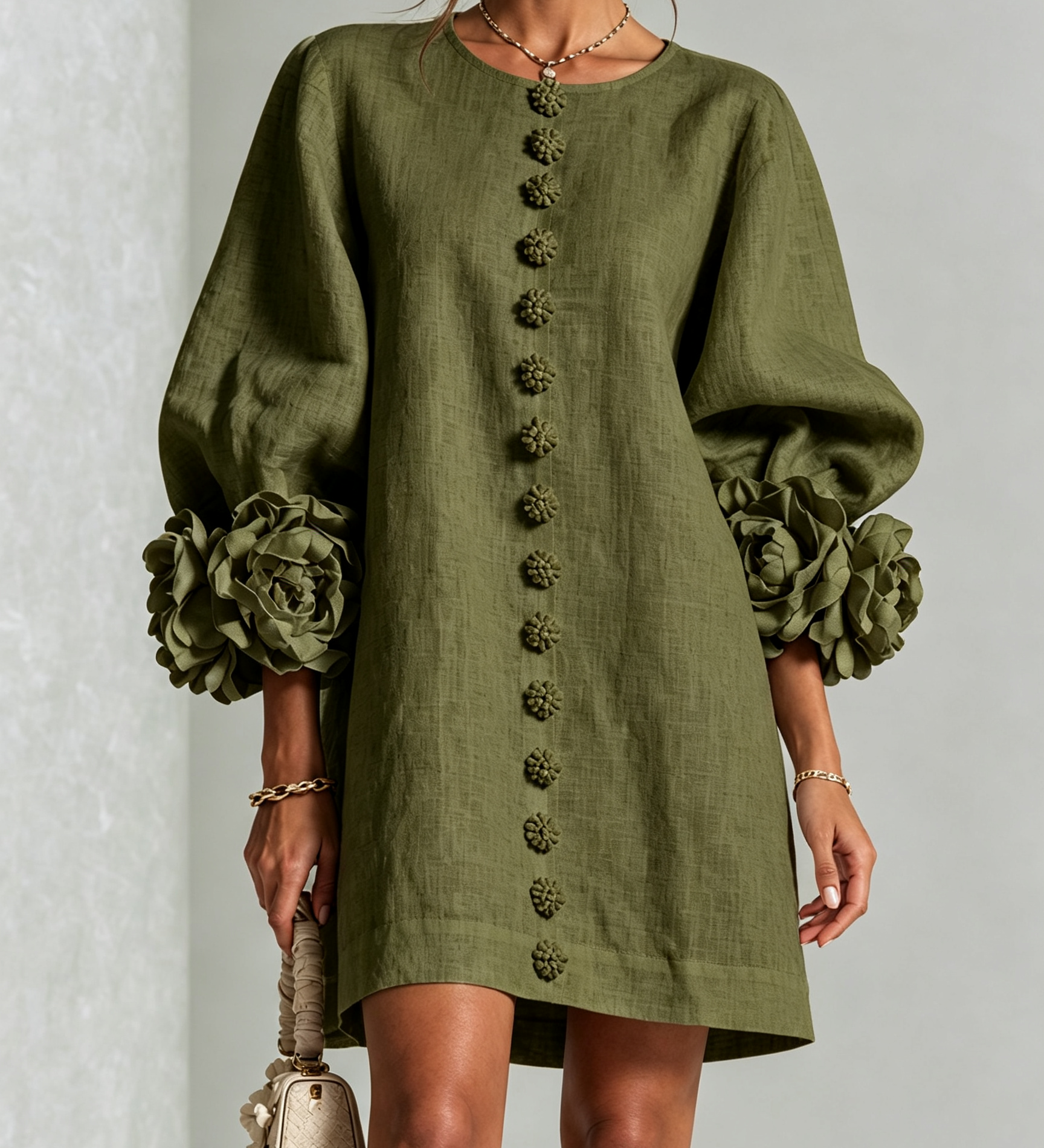 Zoe – Rochie cu manșete florale