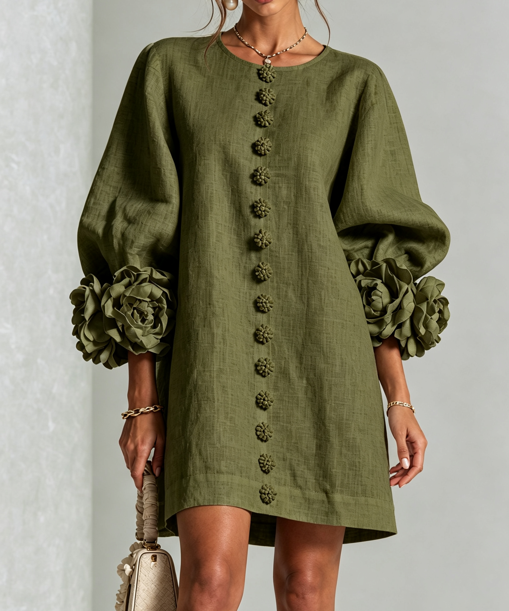 Zoe – Rochie cu manșete florale