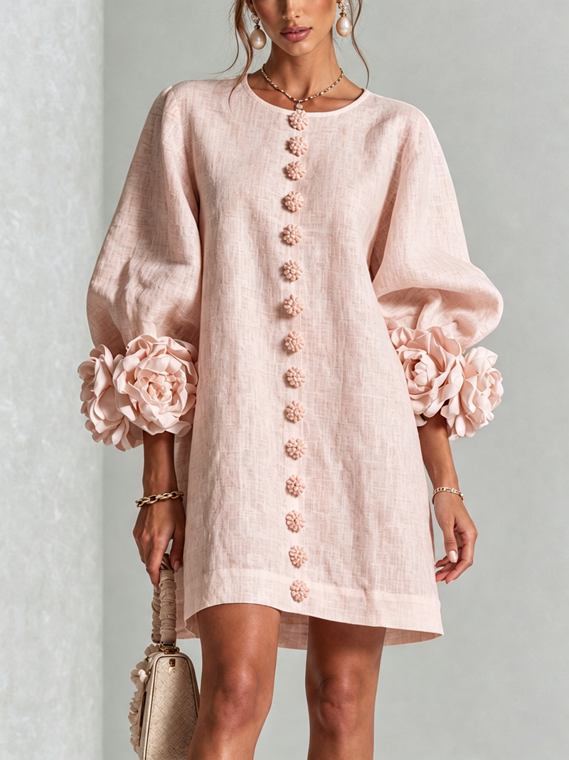 Alis – Rochie mini cu manșete florale