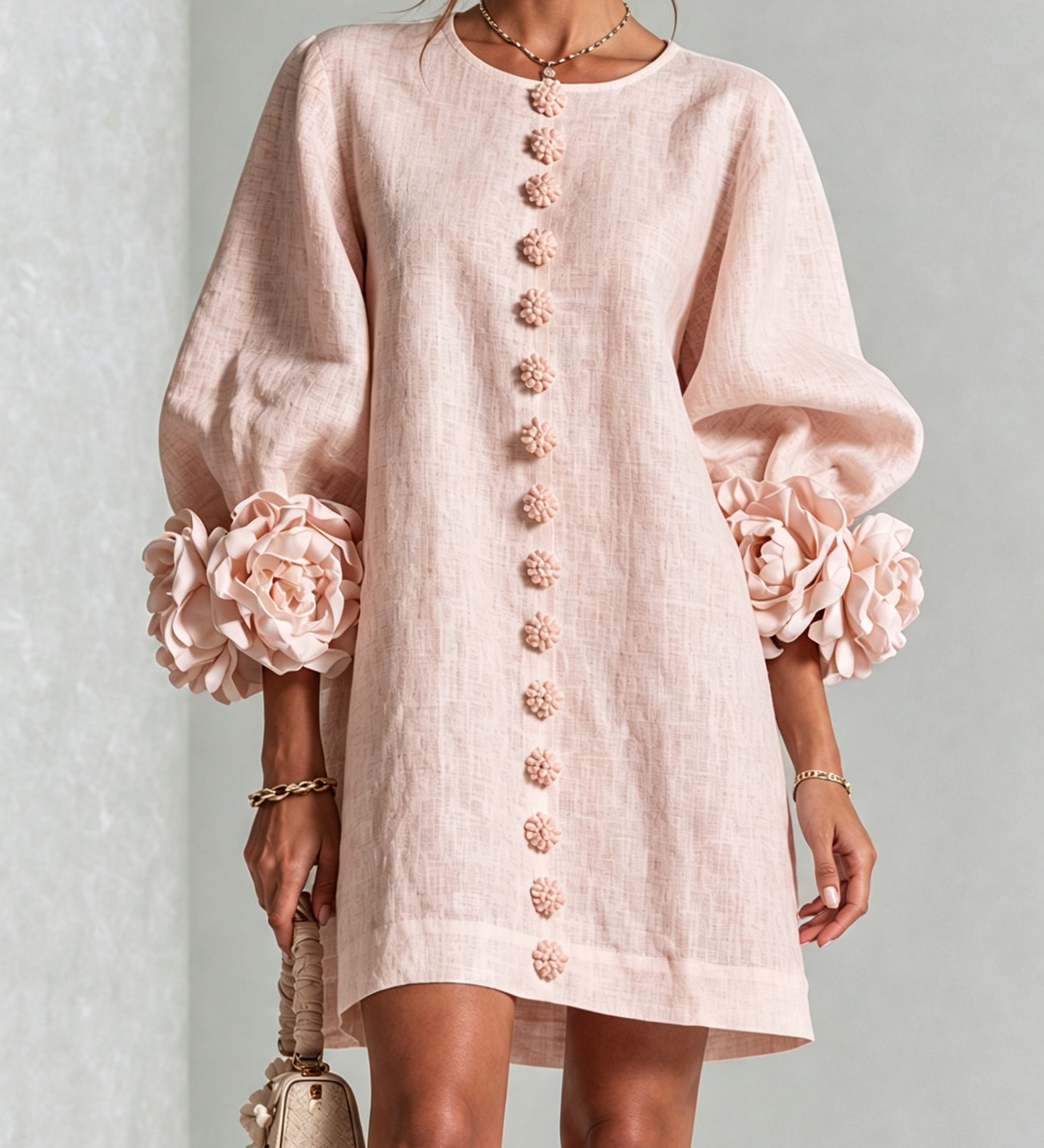 Zoe – Rochie cu manșete florale