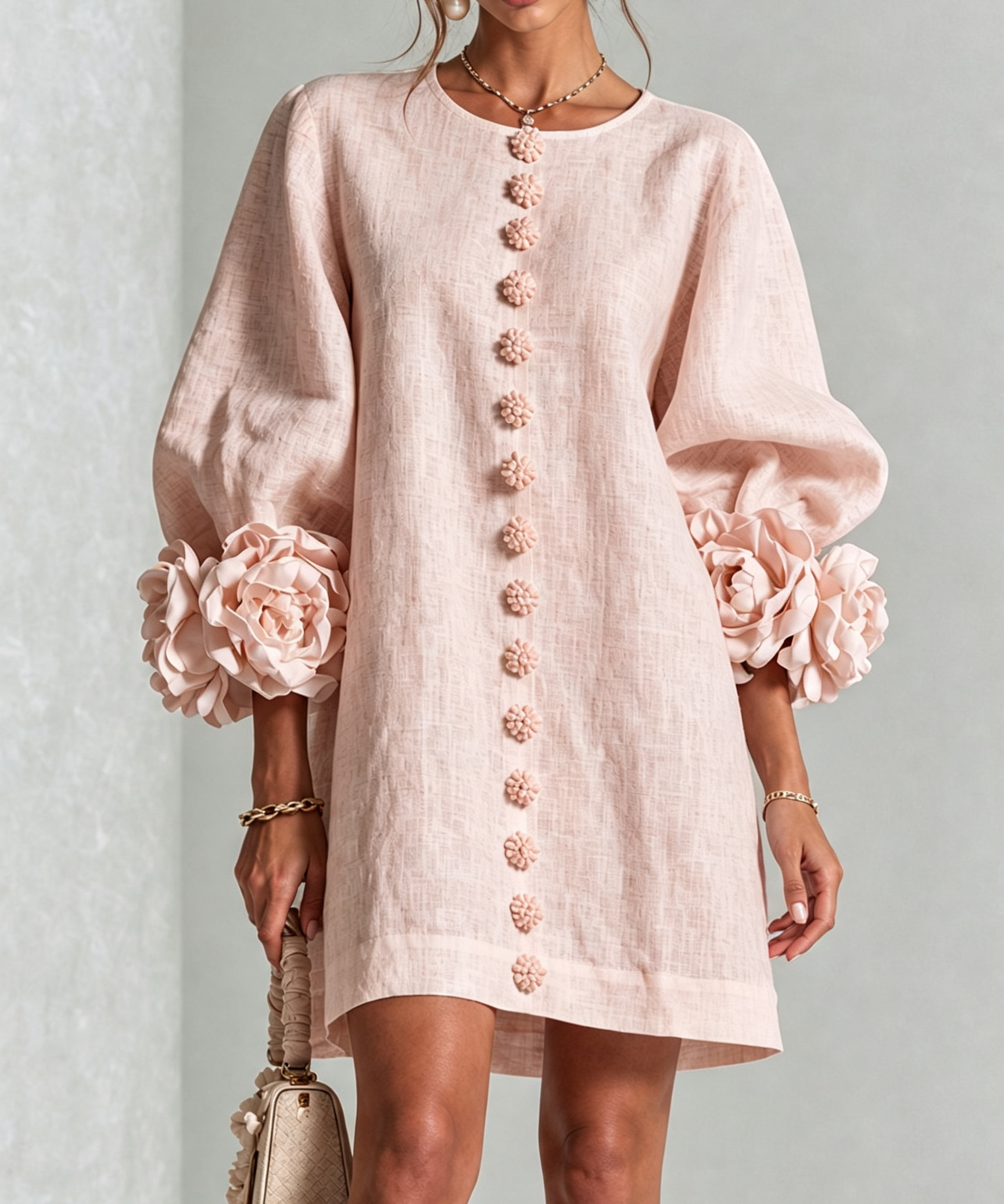 Zoe – Rochie cu manșete florale