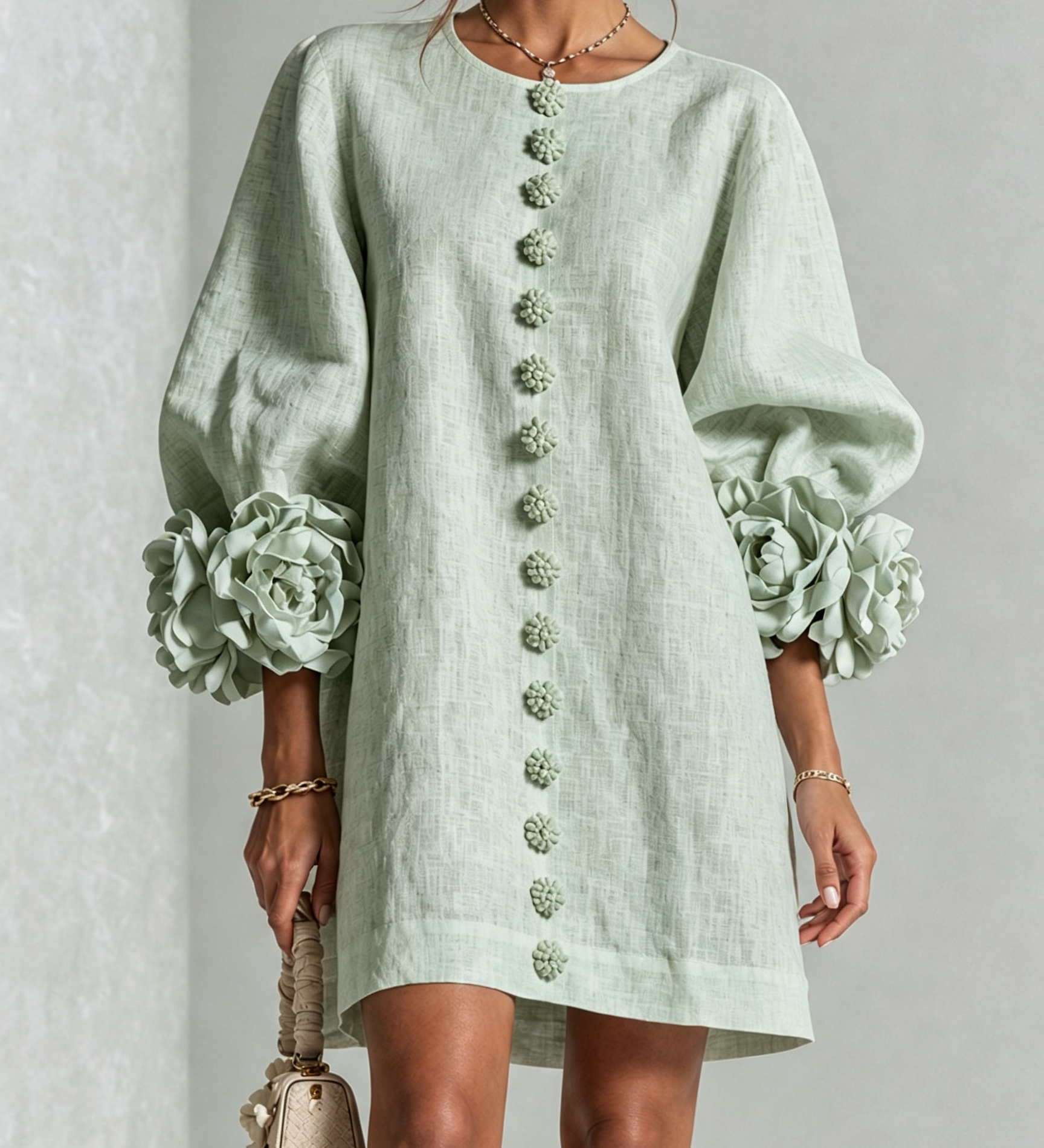 Zoe – Rochie cu manșete florale