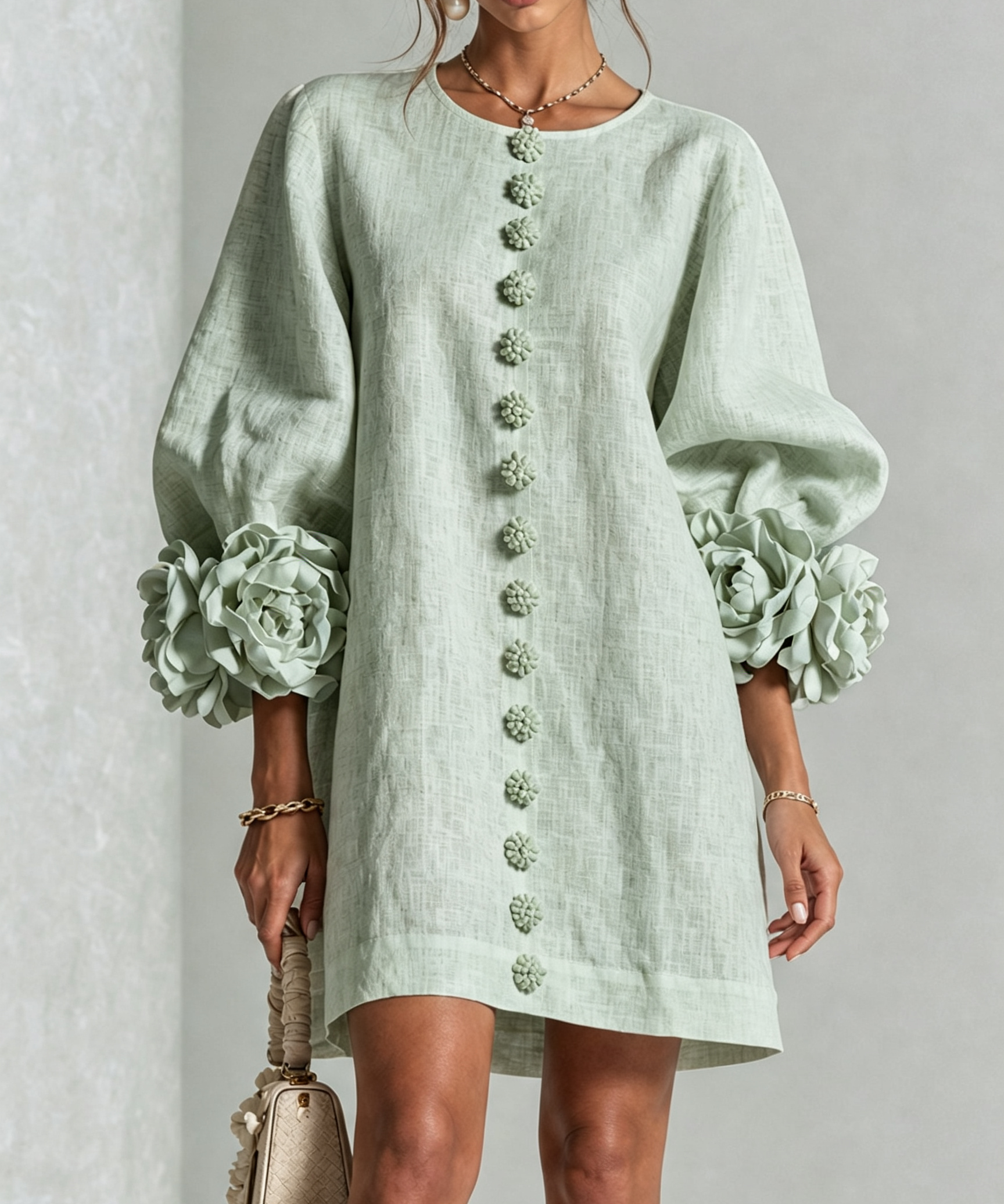 Zoe – Rochie cu manșete florale