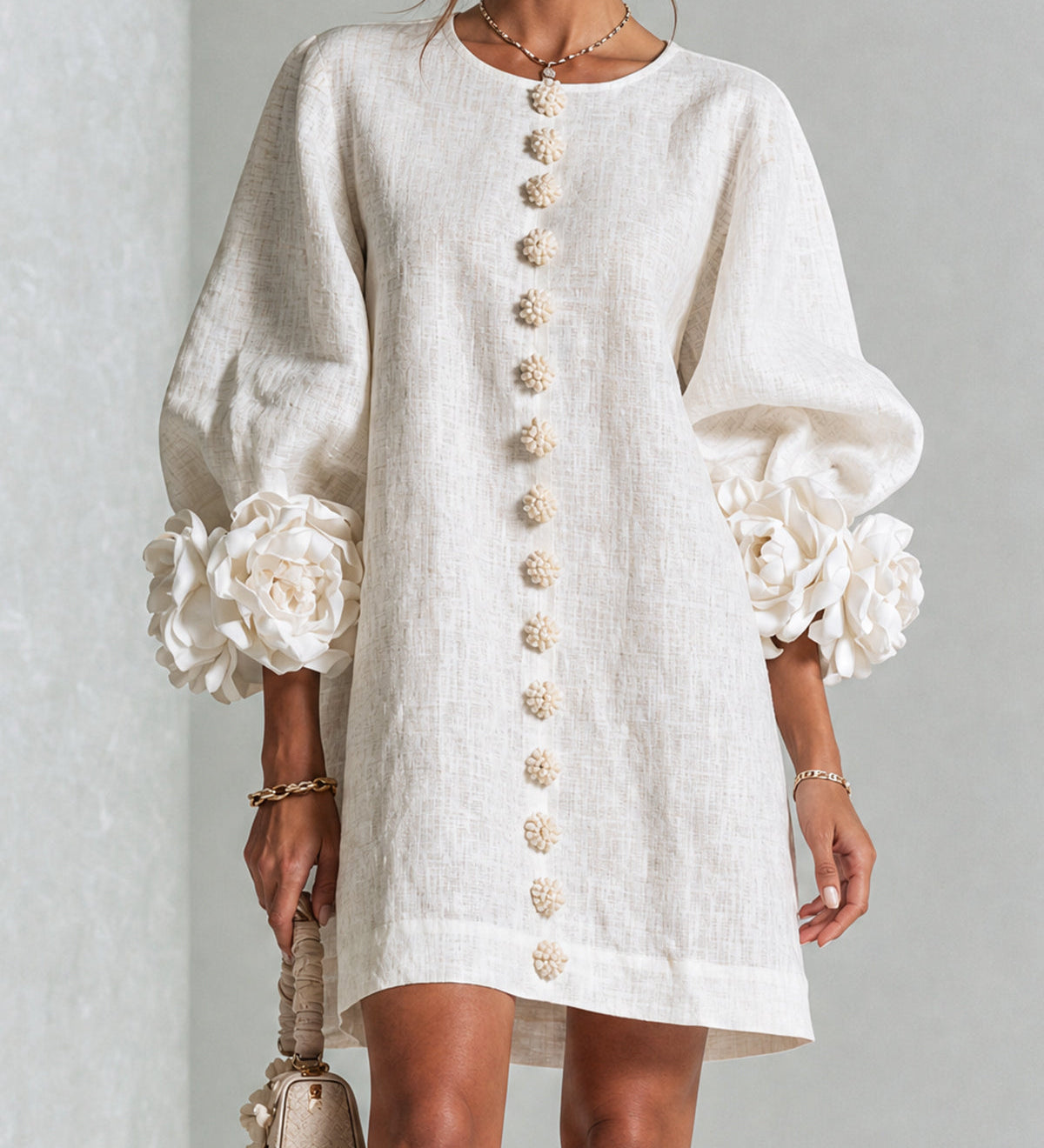 Alis – Rochie mini cu manșete florale