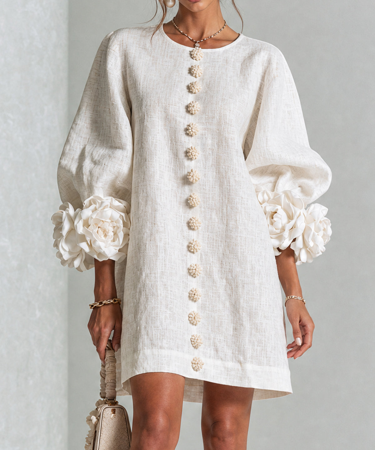 Alis – Rochie mini cu manșete florale