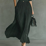 Varvara – Rochie maxi plisată cu revere