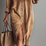 Georgiana – Rochie cămașă din catifea