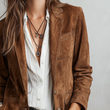Viviana – Blazer maro cu cusături contrastante