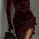 Nastasia – Rochie de catifea burgund