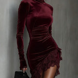 Nastasia – Rochie de catifea burgund
