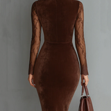 Antonia – Rochie catifelată cu dantelă