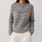 Constanța – Pulover gri cu jacard pastel