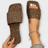 Dalia – Papuci leopard cu vârf pătrat