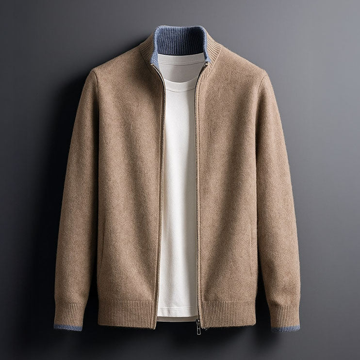 Adrian – Cardigan cu fermoar și guler