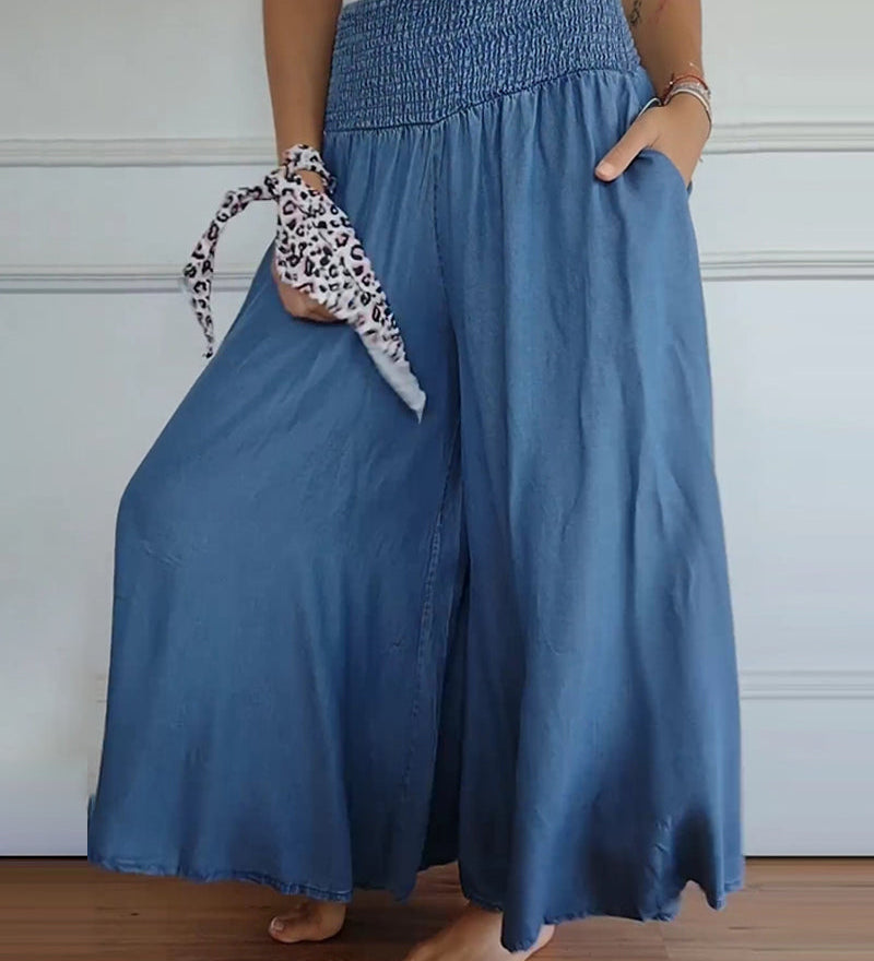 Amelia – Pantaloni largi cu talie încrețită