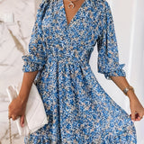 Voichița – Rochie florală cu talie încrețită