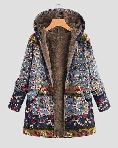 Florina – Palton patchwork cu glugă