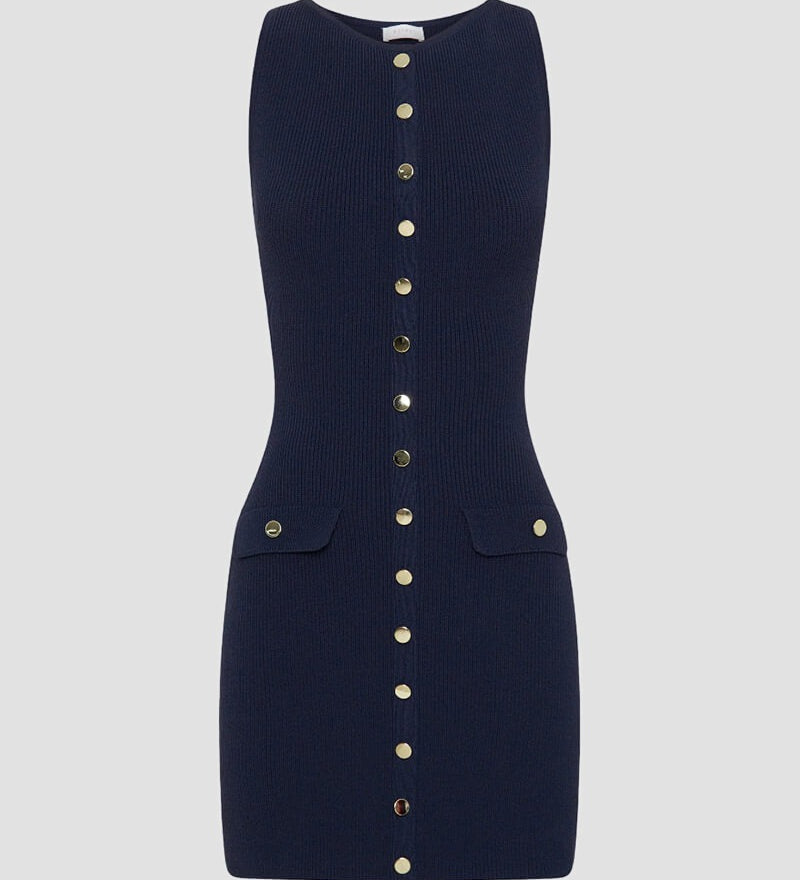Dorina – Rochie mini tricotată cu nasturi