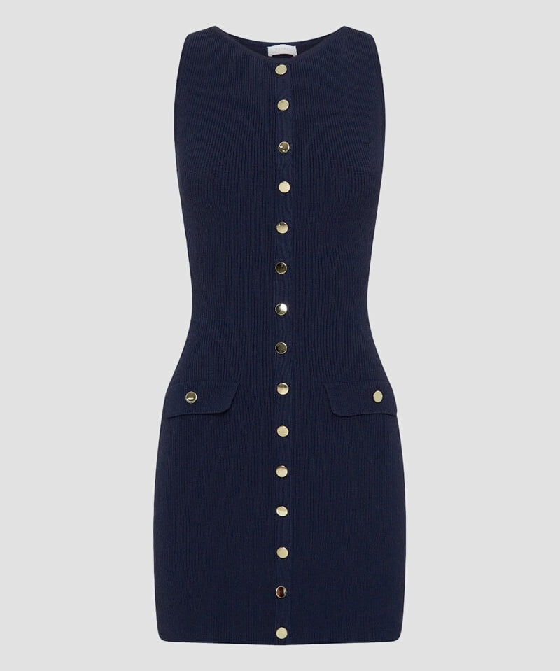 Dorina – Rochie mini tricotată cu nasturi