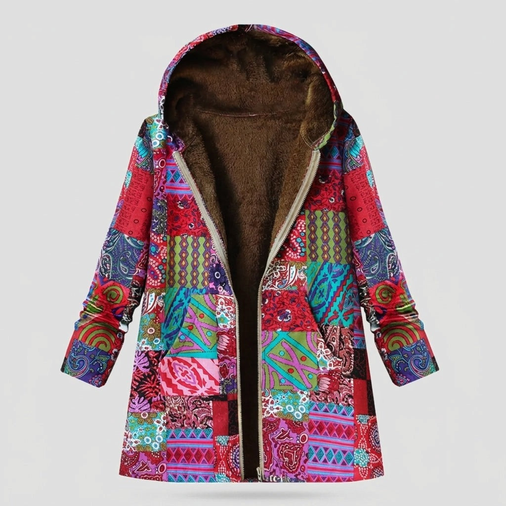 Domnița – Geacă patchwork roz cu glugă