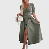 Teona – Rochie denim cu fundițe