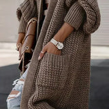 Raluca – Cardigan lung din tricot gros