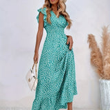 Ștefania – Rochie florală cu volănașe