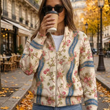 Anuța – Cardigan cu fermoar și trandafiri