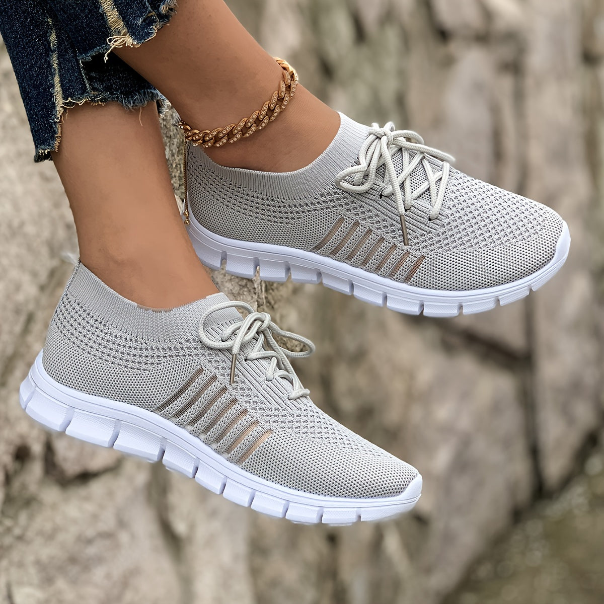 Ada – Sneakers tricotați cu dungi