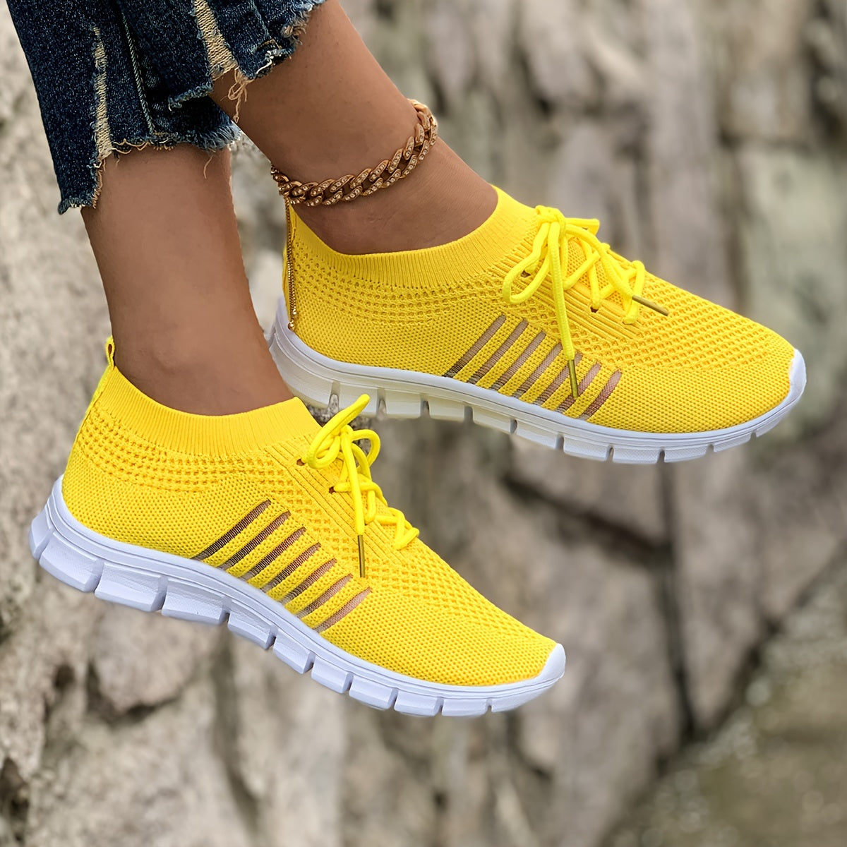 Ada – Sneakers tricotați cu dungi