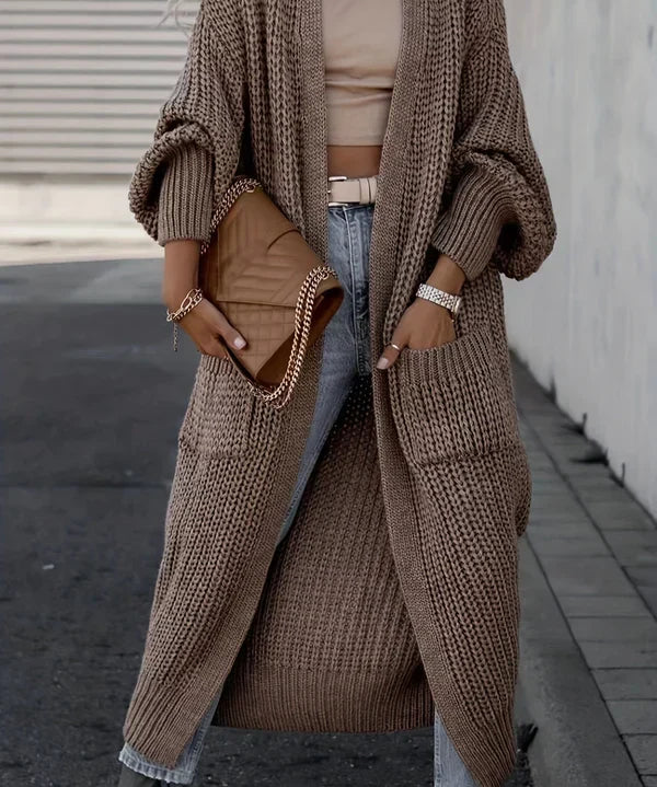 Raluca – Cardigan lung din tricot gros