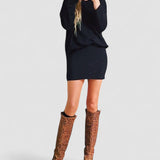 Andreea – Rochie neagră tricotată scurtă