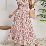 Ștefania – Rochie florală cu volănașe