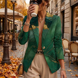 Silvana – Blazer verde cu model marmorat