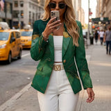 Silvana – Blazer verde cu model marmorat