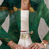 Silvana – Blazer verde cu model marmorat