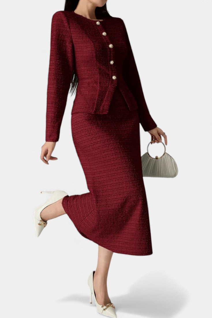 Paraschiva – Set din tweed cu fustă sirenă