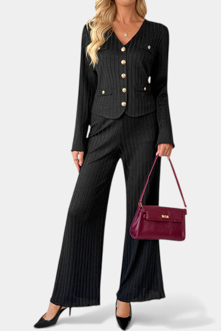 Lizuca – Set tricotat cu pantaloni largi
