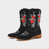 Rodica-Elena – Cizme western cu flori brodate