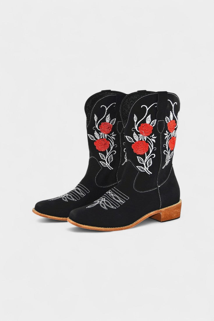 Rodica-Elena – Cizme western cu flori brodate