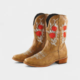 Rodica-Elena – Cizme western cu flori brodate