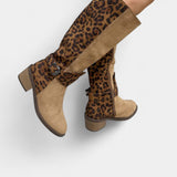 Daniela – Cizme cu inserții leopard