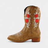 Rodica-Elena – Cizme western cu flori brodate