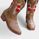 Rodica-Elena – Cizme western cu flori brodate