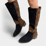 Daniela – Cizme cu inserții leopard