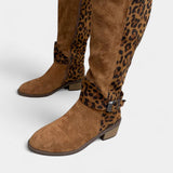 Daniela – Cizme cu inserții leopard