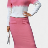 Rozina – Set tricotat cu fustă creion